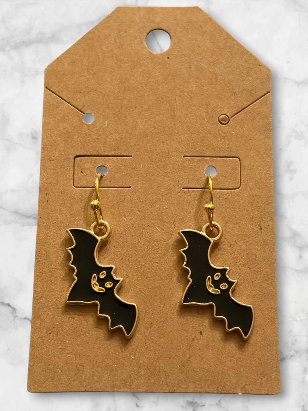 Gold-Tone Black Bat Drop Earrings - Women Jewelry